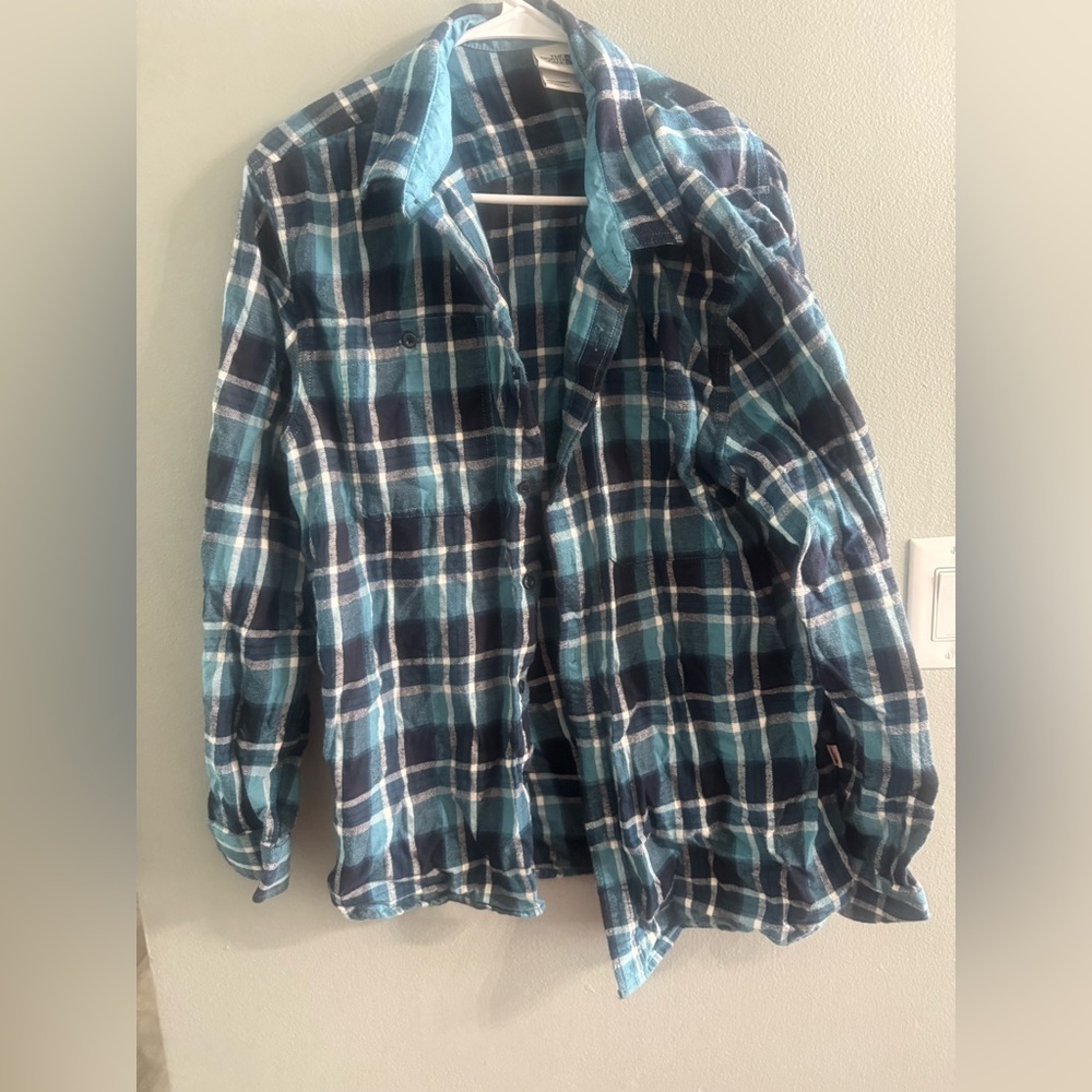 The North Face Teal and Navy Plaid Men's Shirt